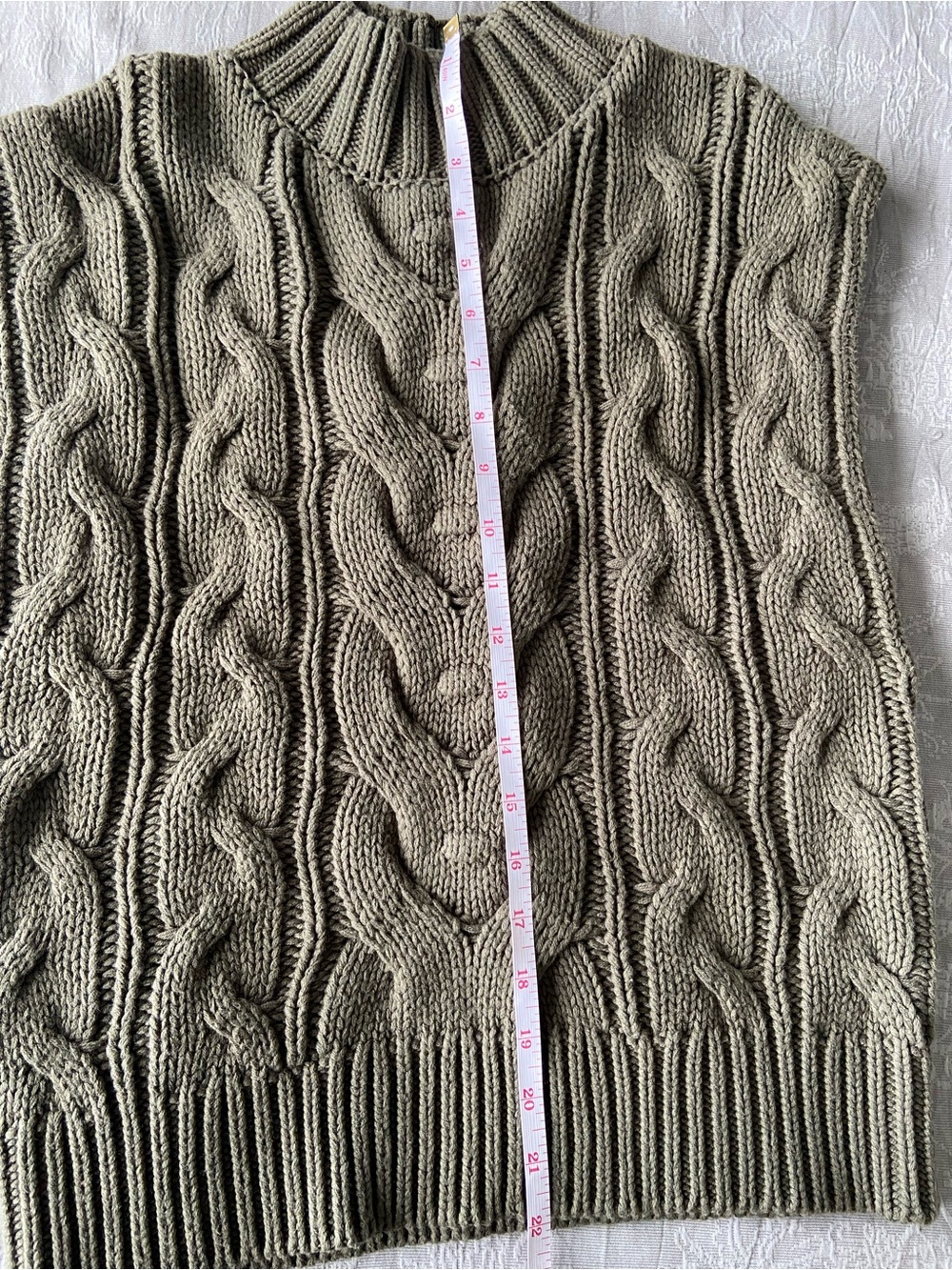 APRICOT Olive Cable Knit Sleeveless Crew Neck Sweater Vest - Picture 8 of 8